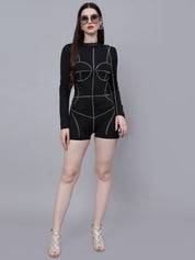 Rhinestone Stickon Detail Playsuit
