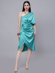 Off Shoulder Satin Midi Dress