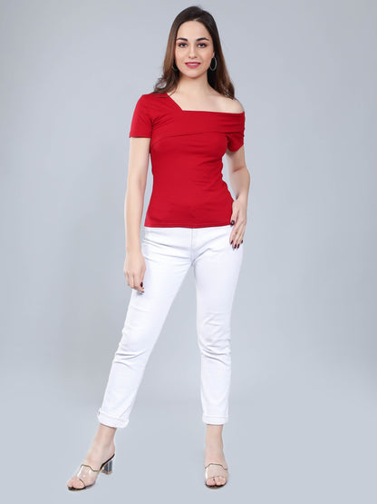 Asymmetric Neck T-Shirt