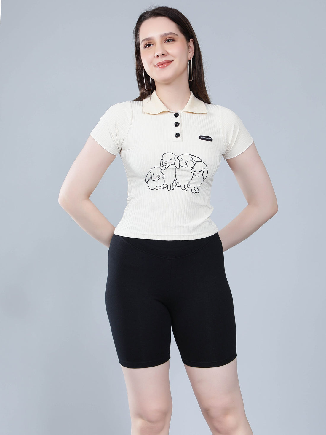 Heart Button Knitted T-shirt