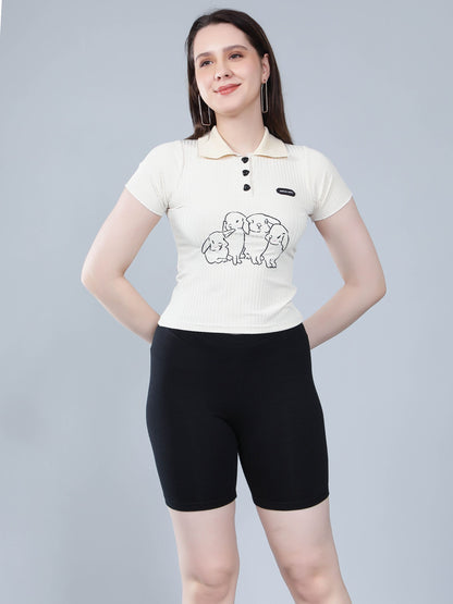 Heart Button Knitted T-shirt