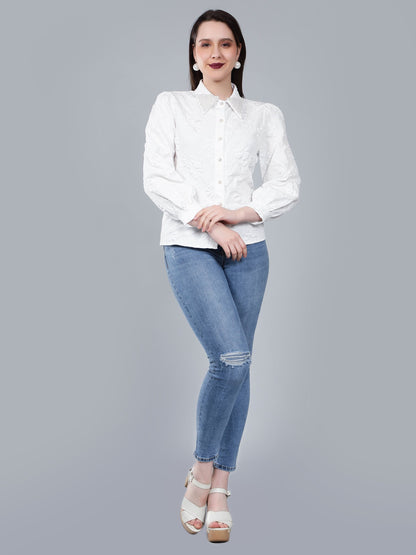 Pearl Beading Jacquard Shirt