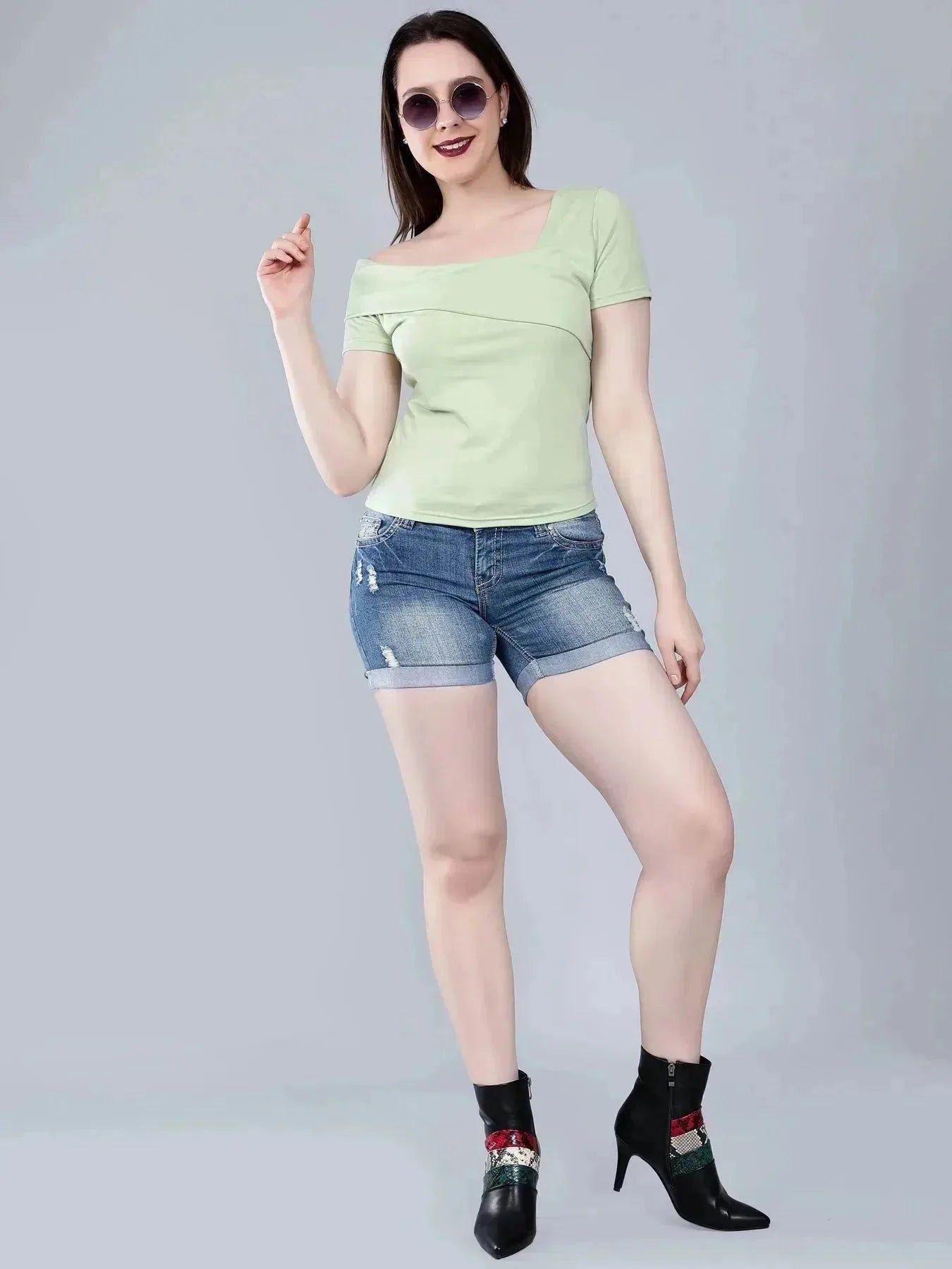 Asymmetric Neck T-Shirt