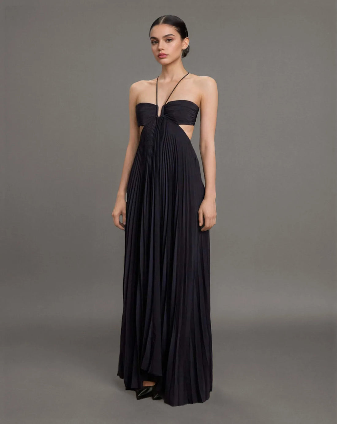 Cut-Out Pleated Maxi Dress