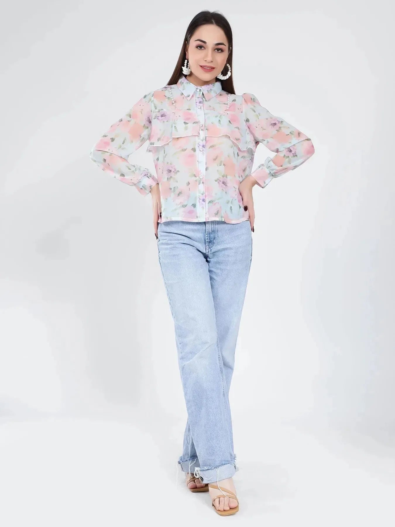 Ruffle Floral Shirt