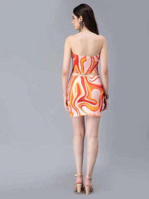 Swirl Print Top and Skirt Set