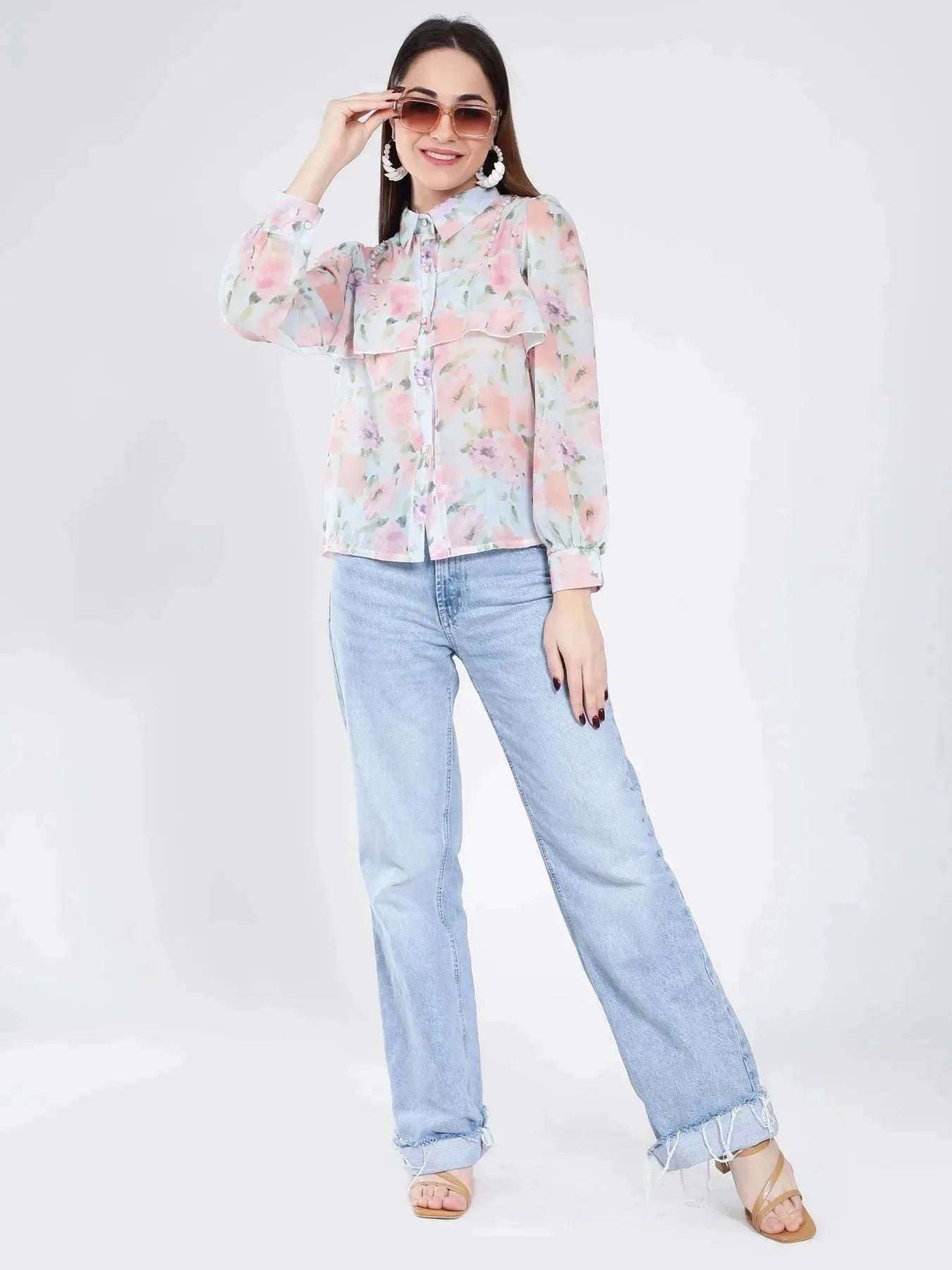 Ruffle Floral Shirt