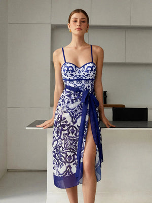 Printed Monokini With Sarong