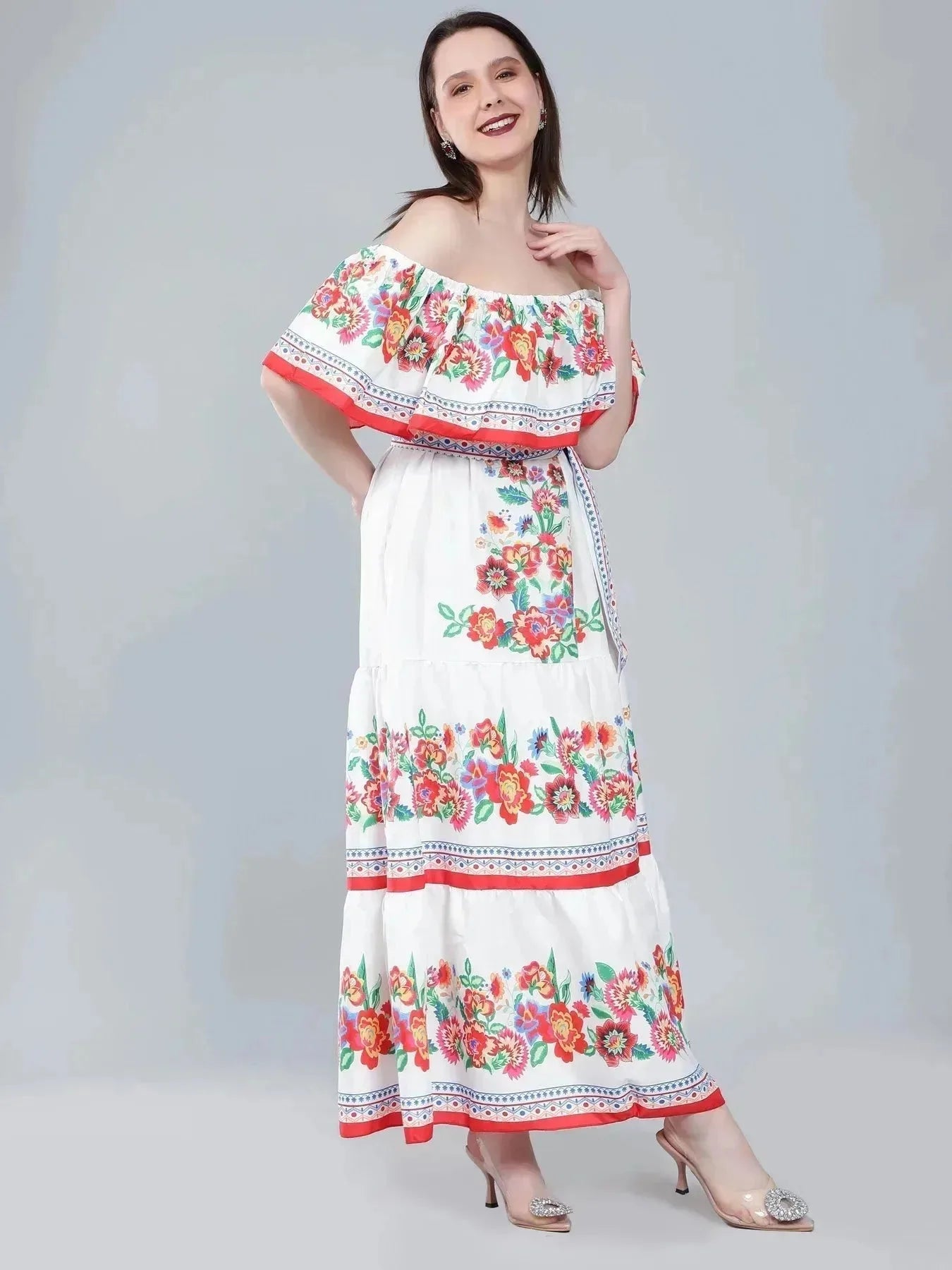 Floral Print Off-Shoulder Maxi Dress