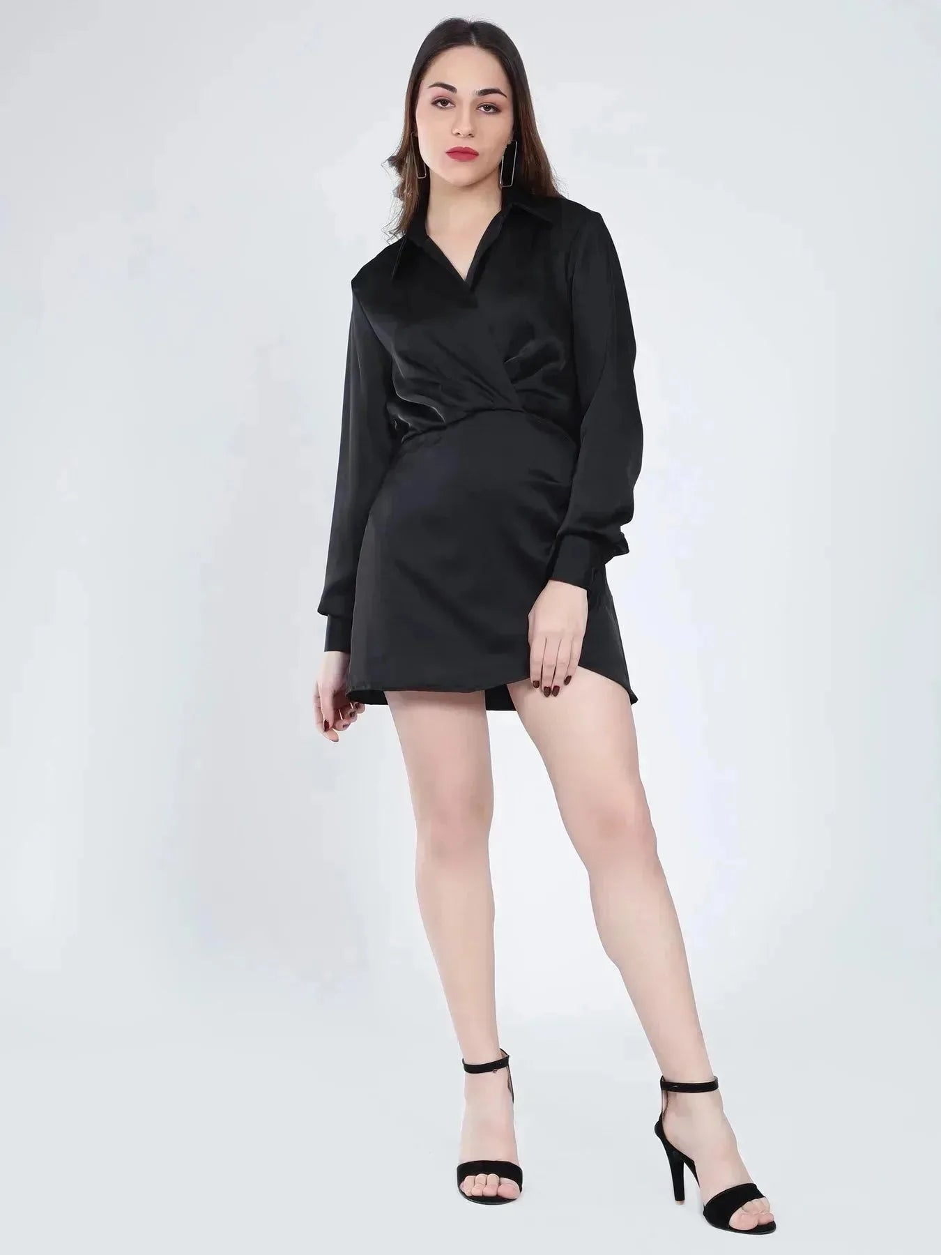 Satin Wrap Short Dress