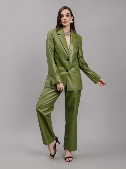 Faux Leather Formal Two Piece Set