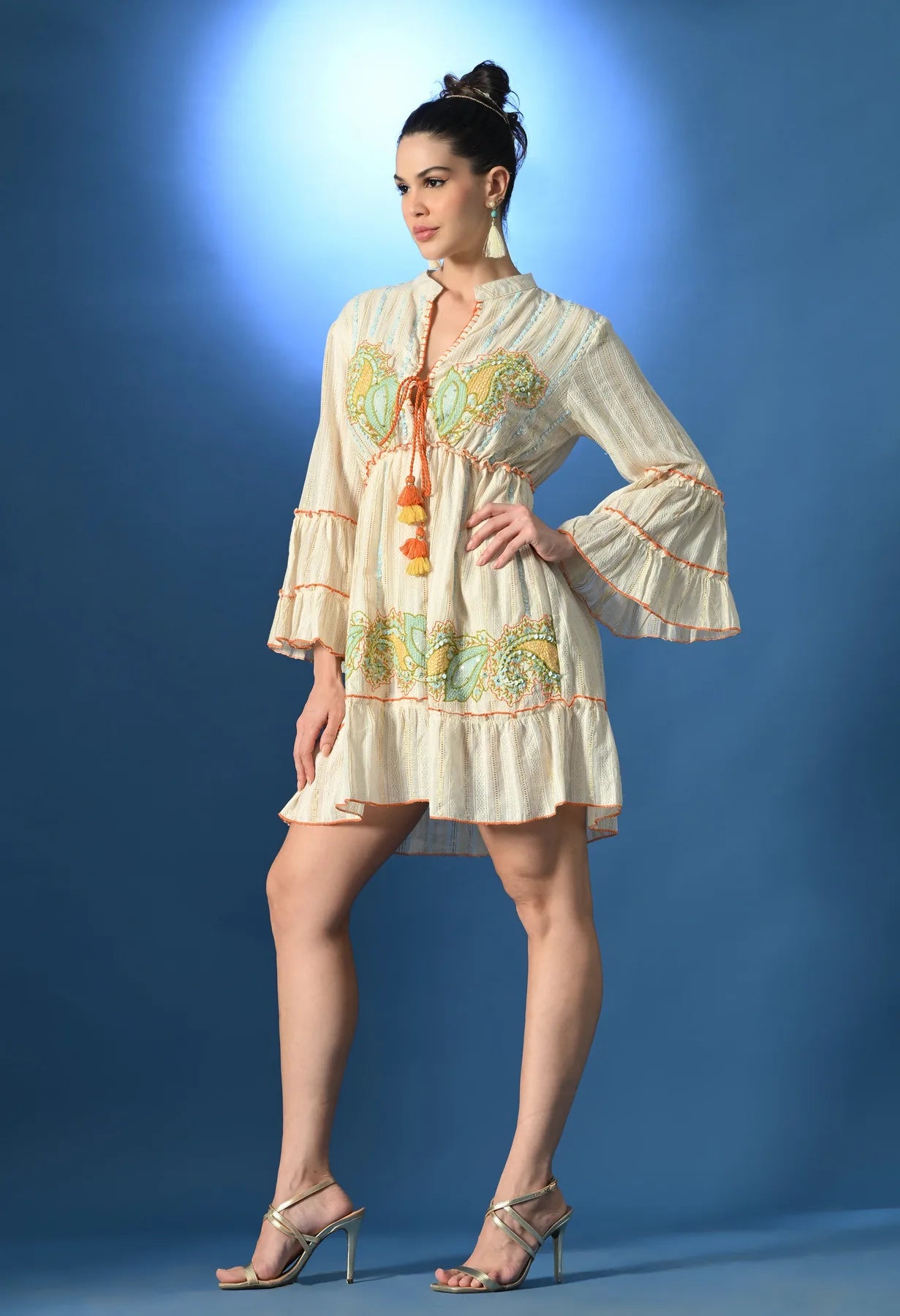 Orange Paisley Charm Short Dress