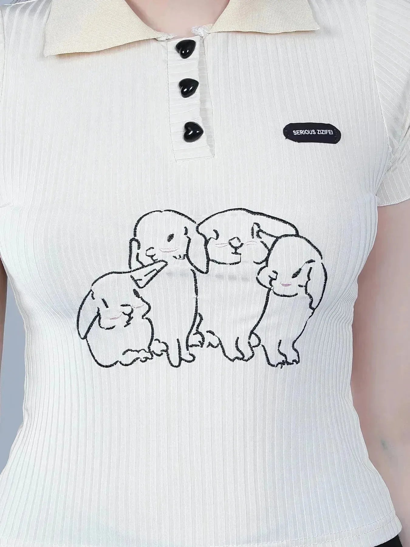 Heart Button Knitted T-shirt