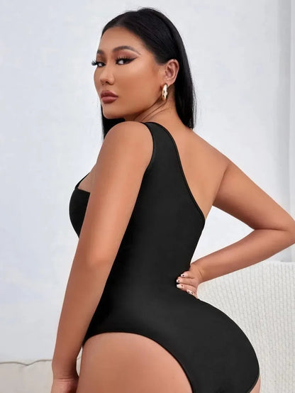 One Shoulder Mesh Monokini