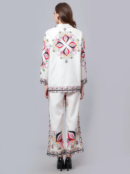 Geometric Floral Pattern Two-Piece Set