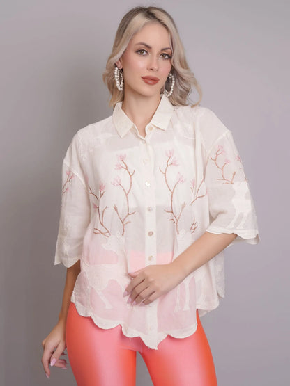 Deer Embroidered Shirt