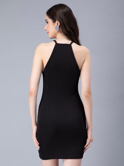 Halter Rhinestone Fringes Necklace Dress