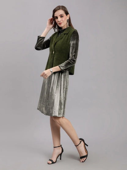 Sleeveless Jacket and Dress Set