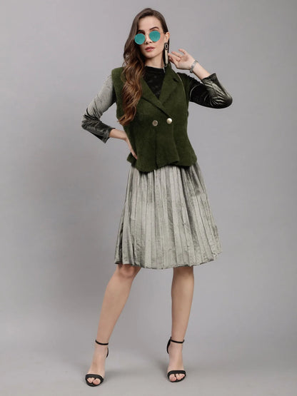 Sleeveless Jacket and Dress Set