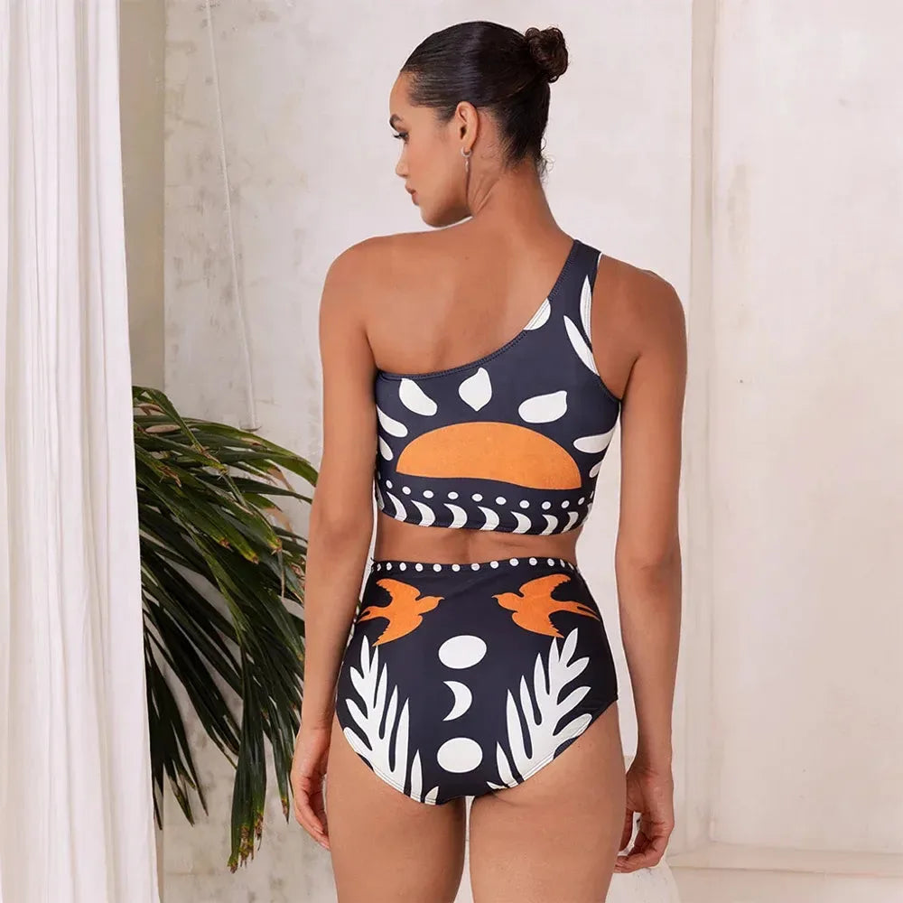 Abstract Printed Bikini and Pant Set