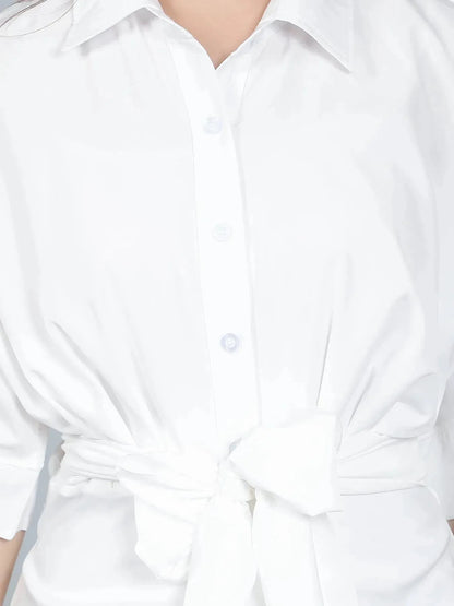 Cinched Waist Belted Shirt Dress