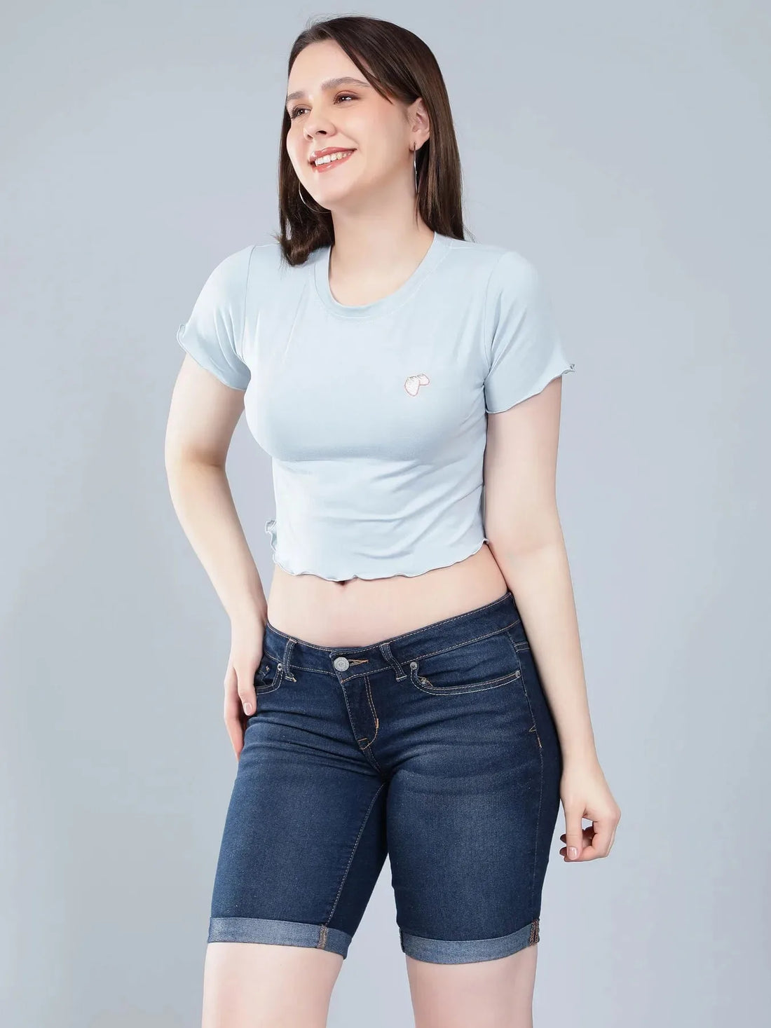 Strawberry Embroidery Crop Tee