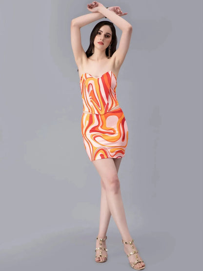 Swirl Print Top and Skirt Set
