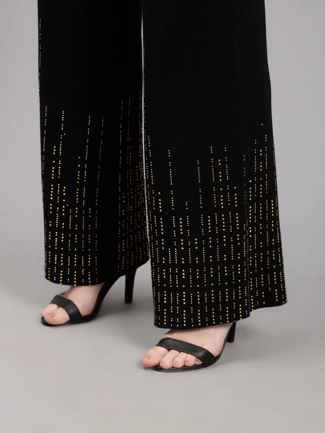 Metallic Rhinestone Knitted Two Piece Set