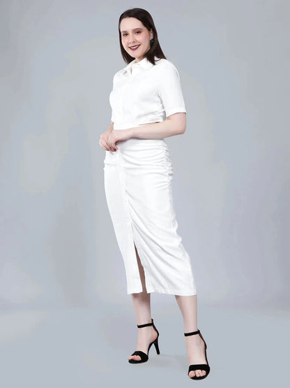 Back Cutout Shirt Dress