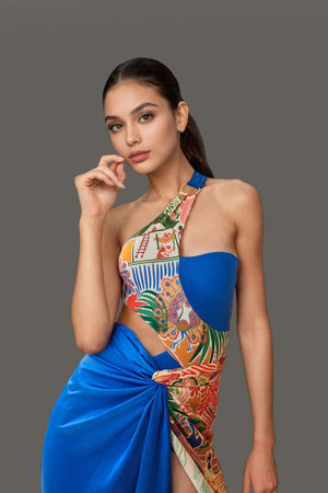 One-Shoulder Monokini with Cover Up