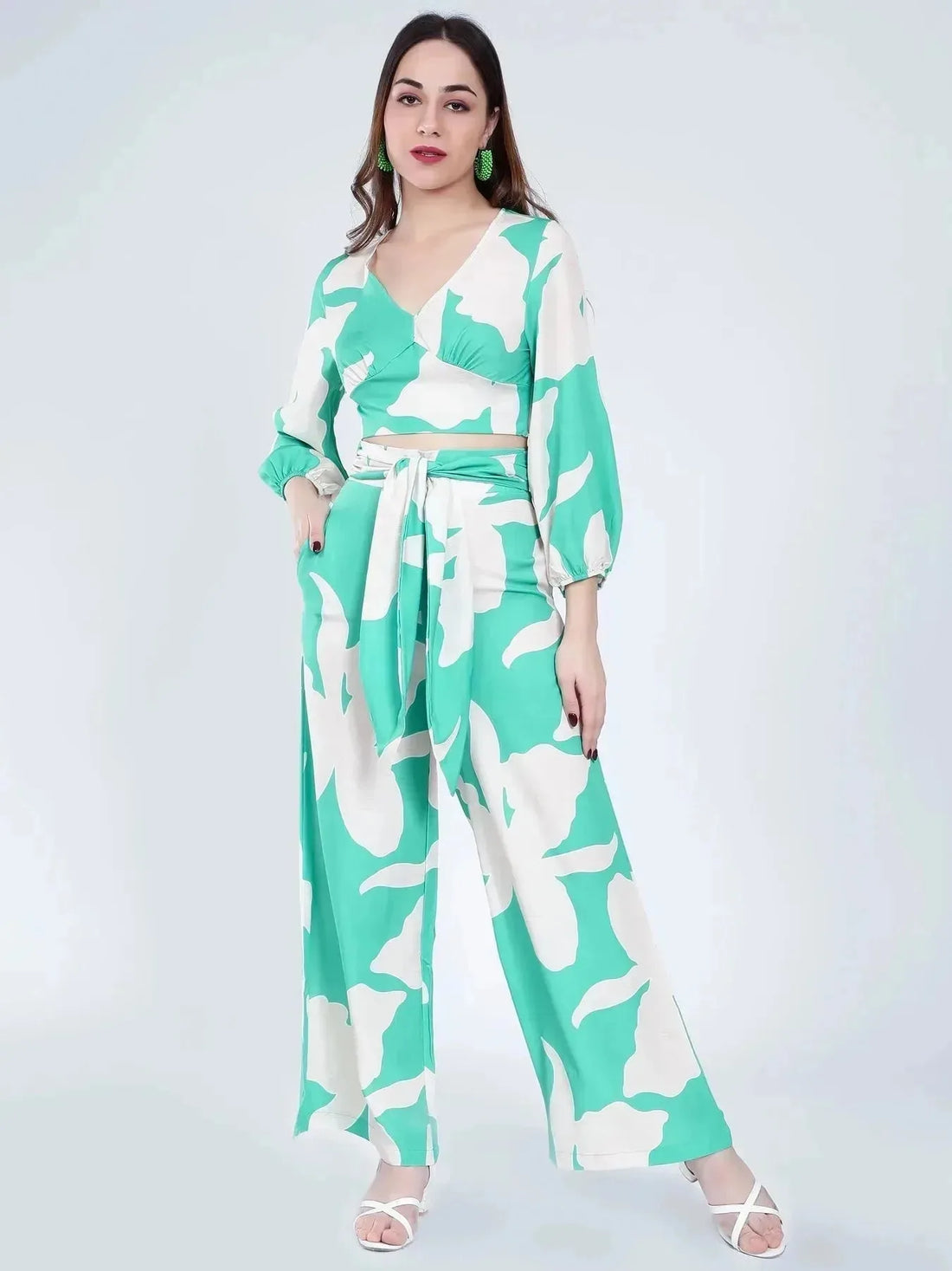 Belted Floral Two-Piece Set