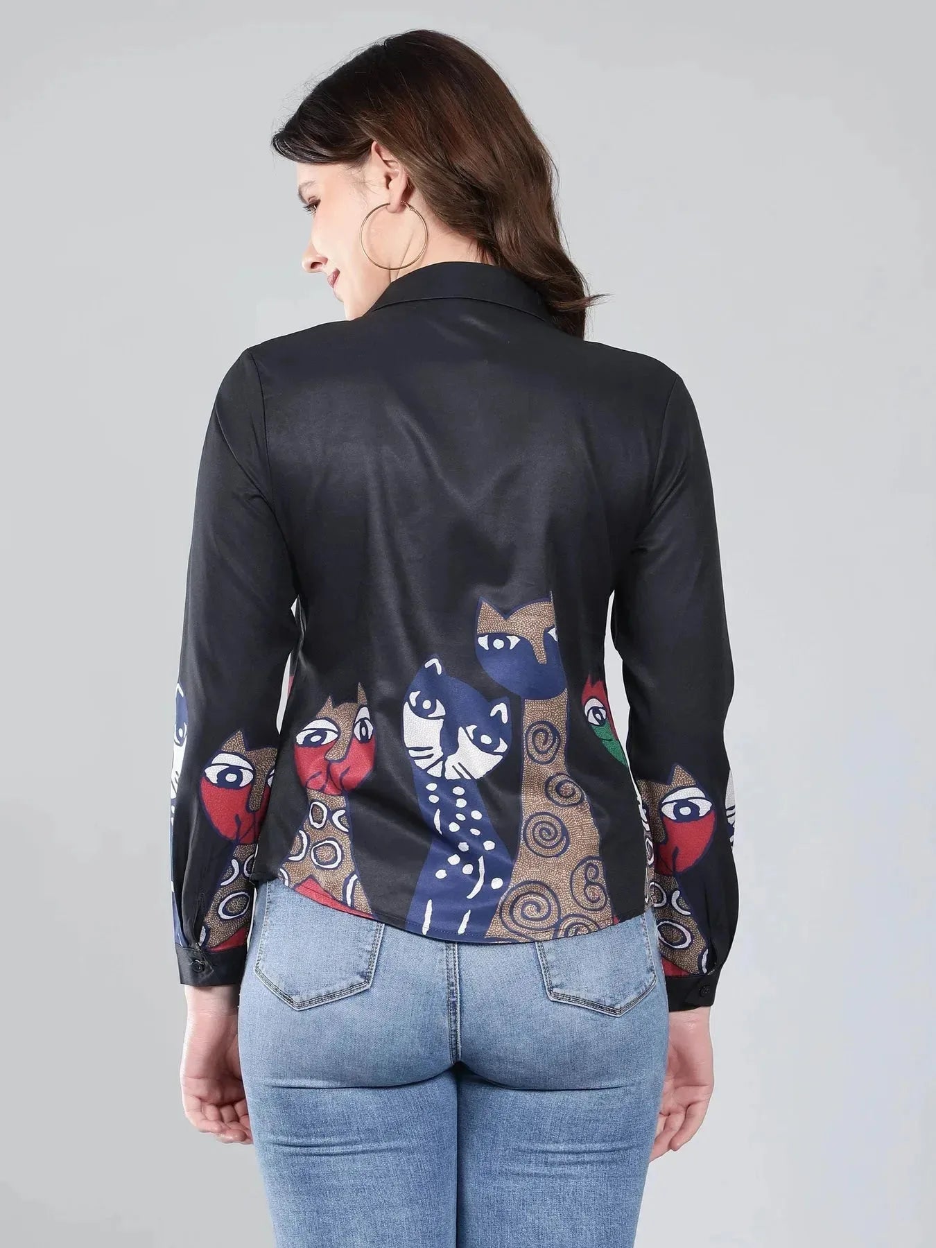 Cartoon Cat Printed Shirt