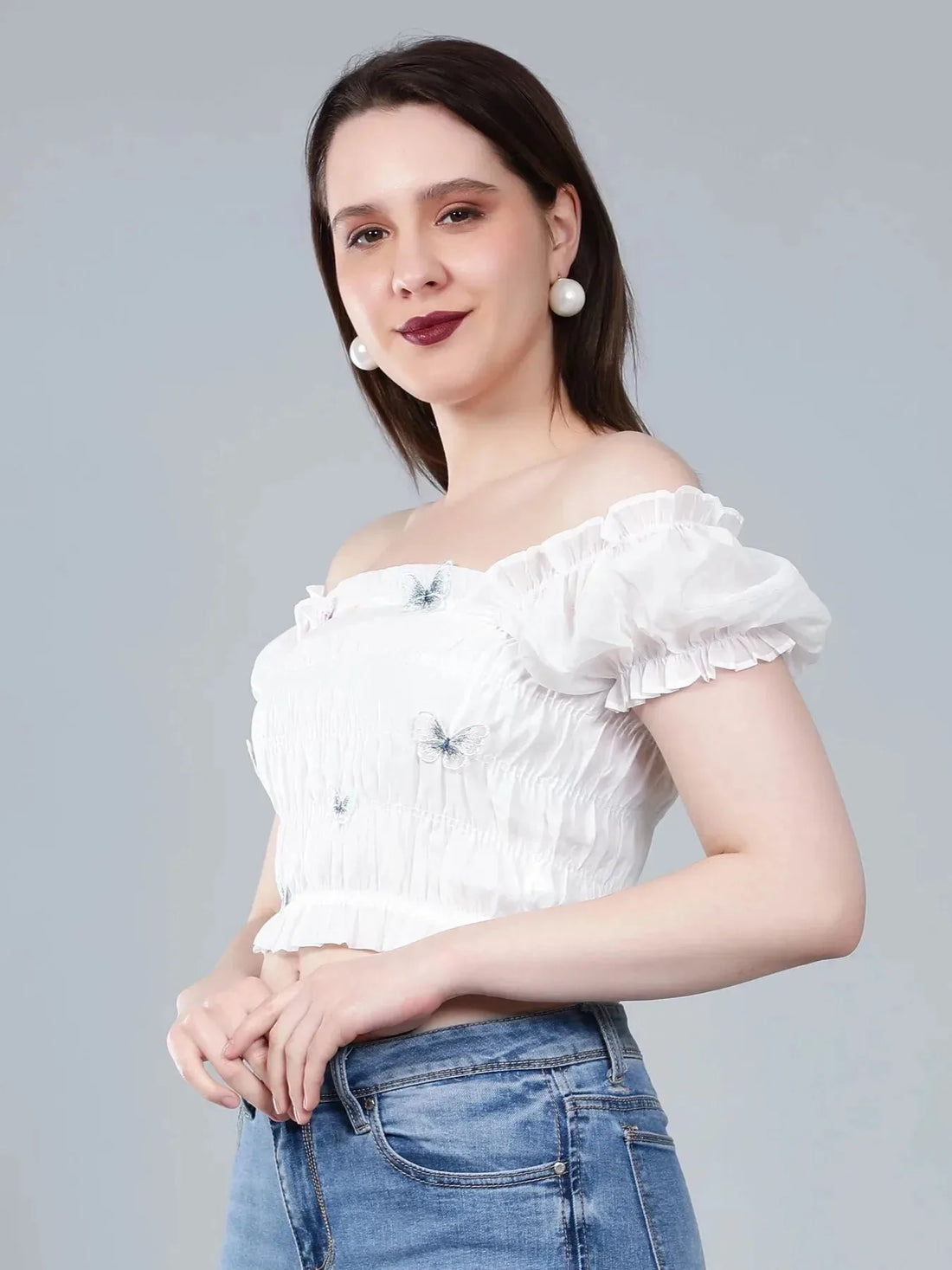 Puff Shoulder Smocked Top