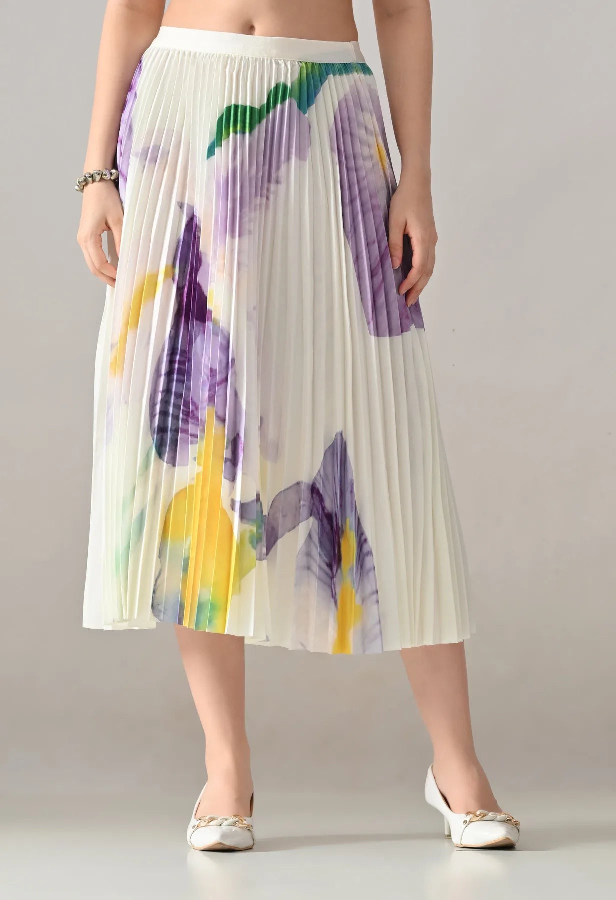Chromatic Printed Pleated Two Piece Set