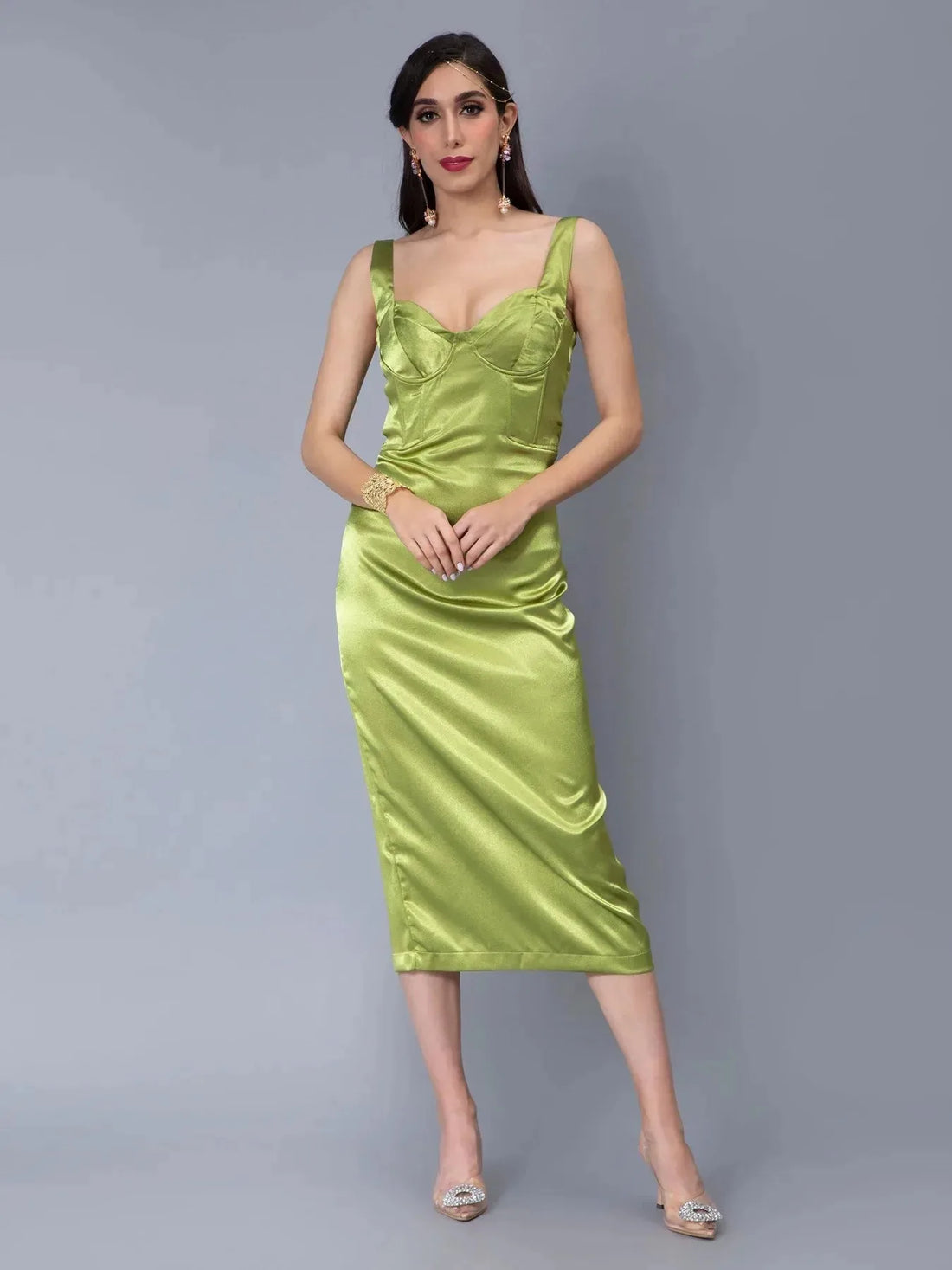 Bra Cups Satin Dress