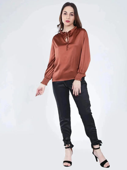 Tie Neck Satin Top
