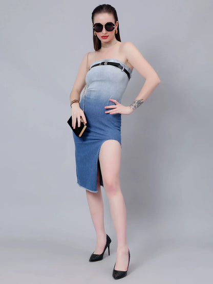 Gradient Tube Denim Dress