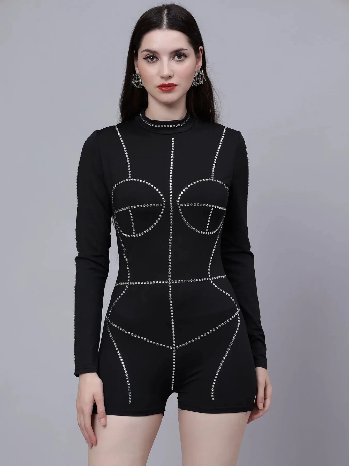 Rhinestone Stickon Detail Playsuit