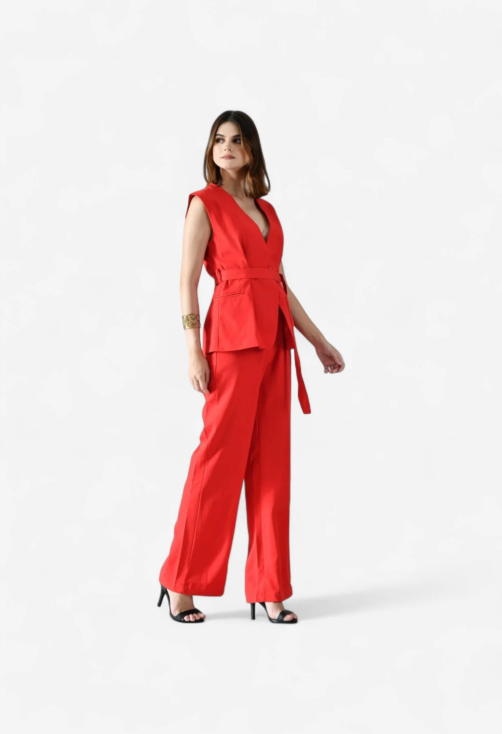 Classy Belted Two-Piece Set