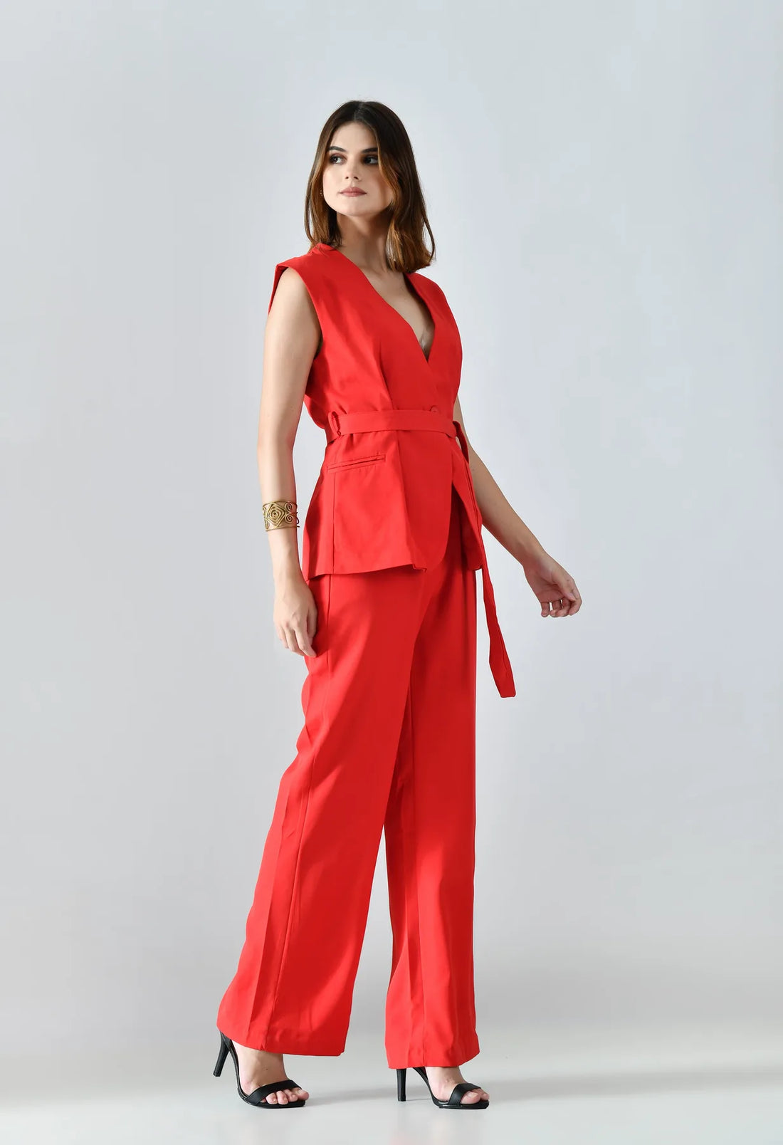 Classy Belted Two-Piece Set