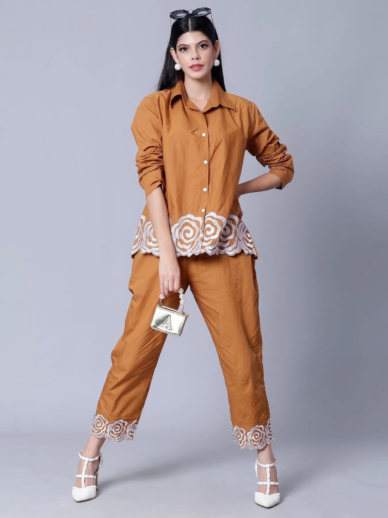 Flower Embroidery Two-Piece Set