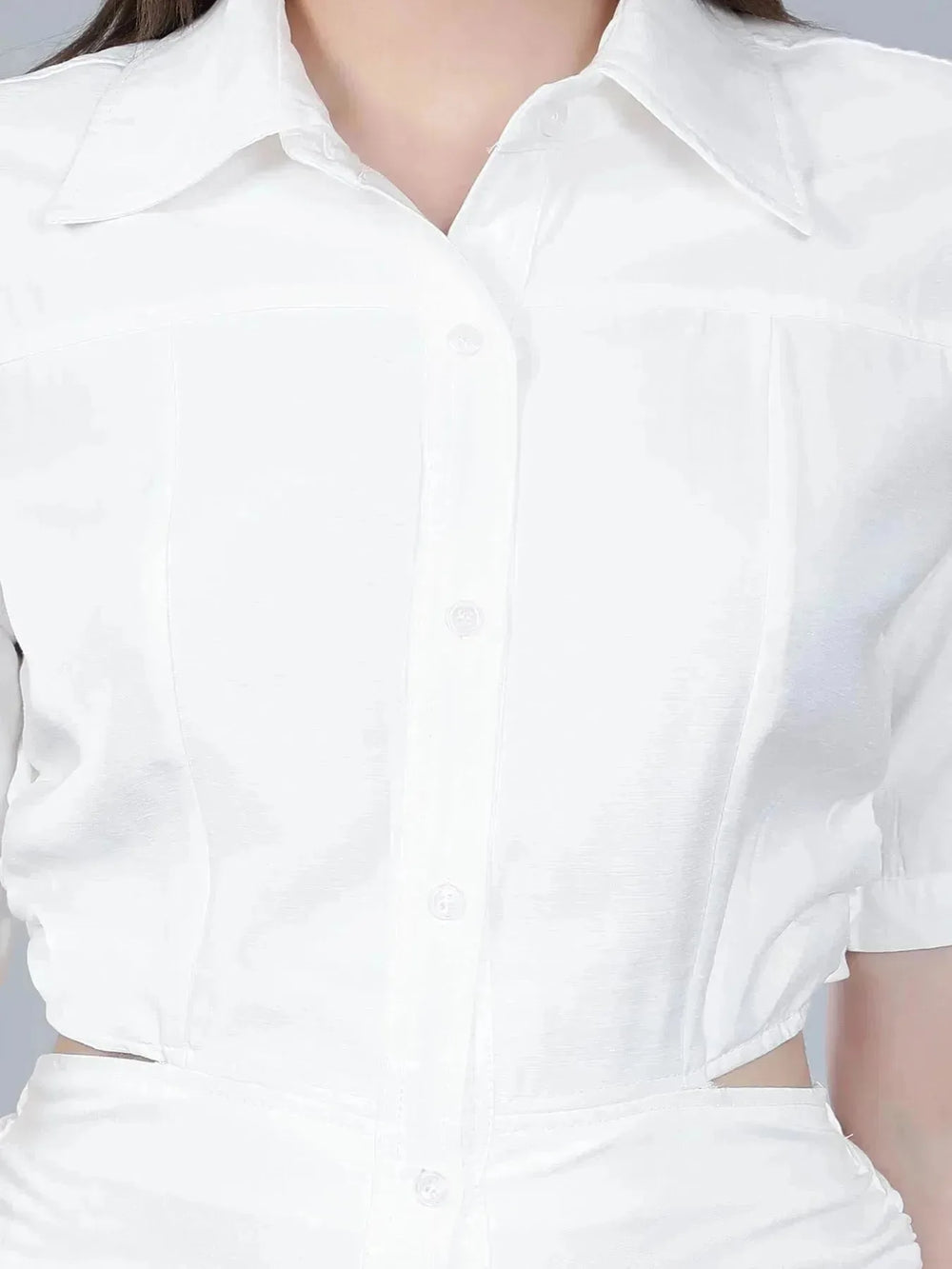 Back Cutout Shirt Dress