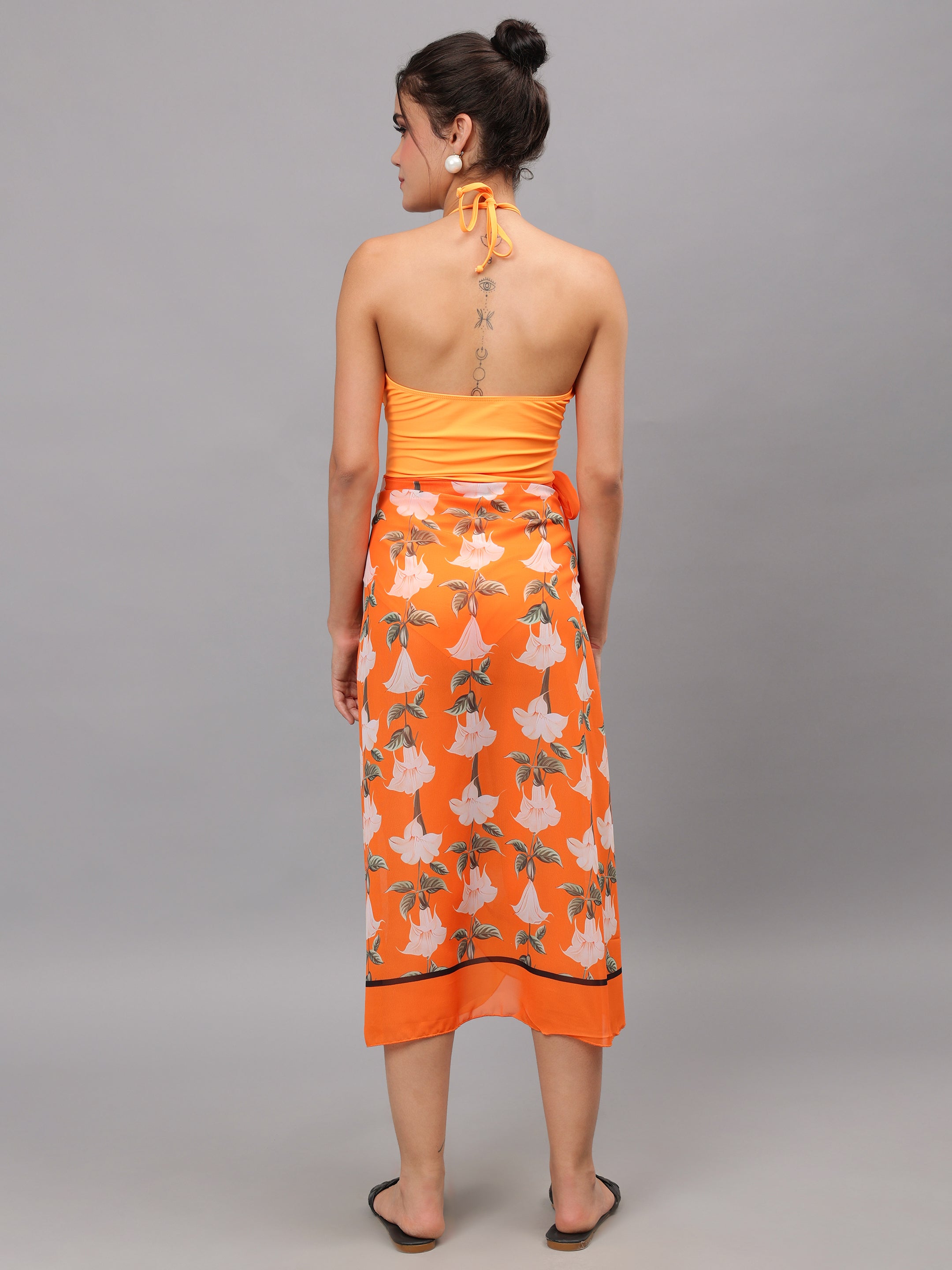 Halter Cut Out Monokini With Sarong