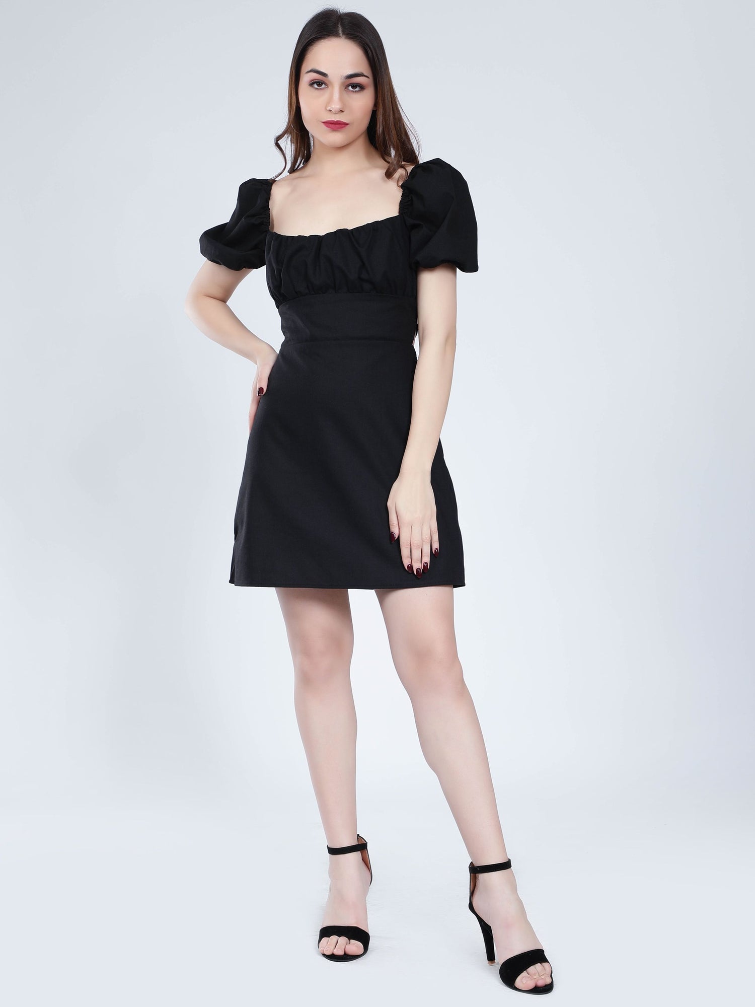 Off Shoulder Puff Sleeves Dress