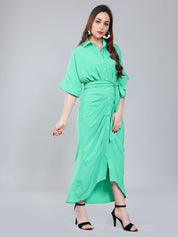 Cinched Waist Belted Shirt Dress