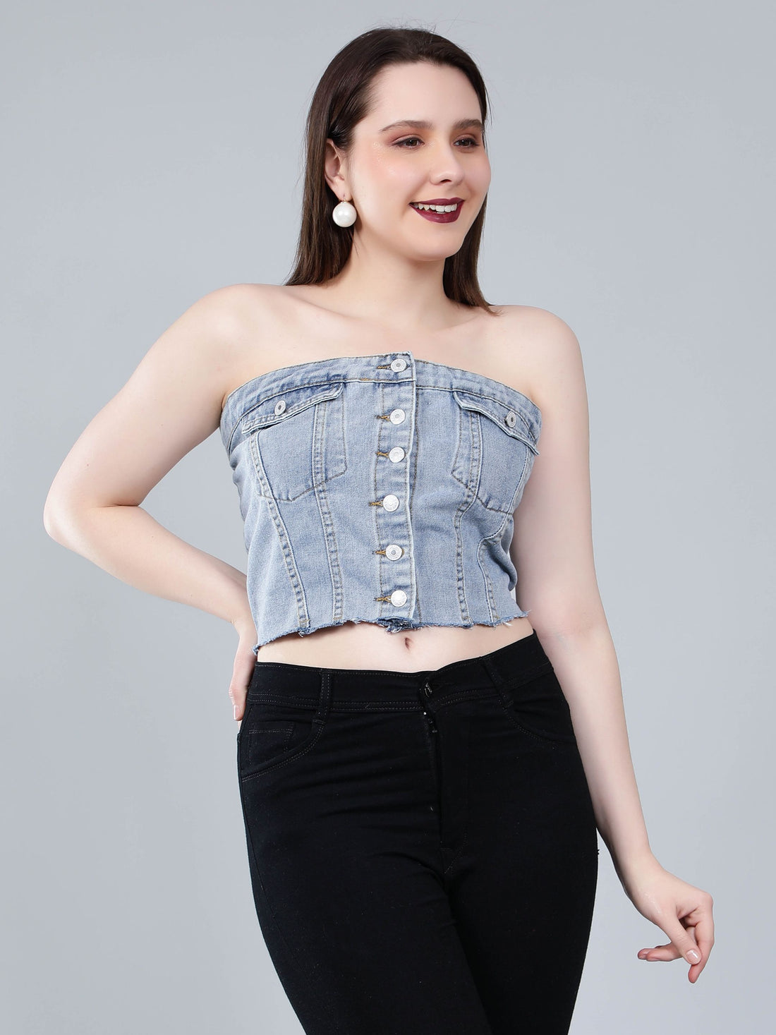 Denim Corset Crop Top