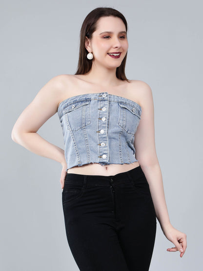 Denim Corset Crop Top