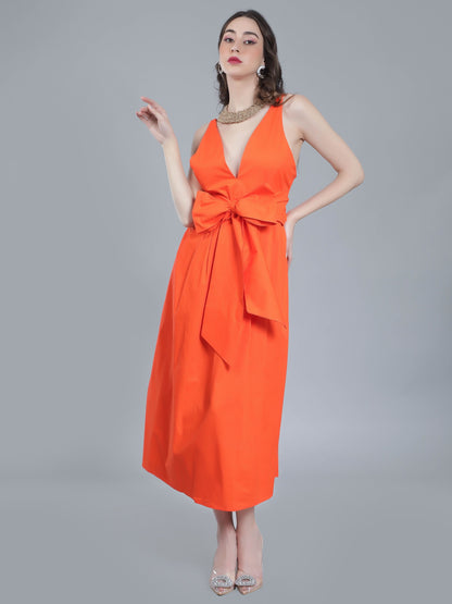 Deep V-Neck Cotton Dress