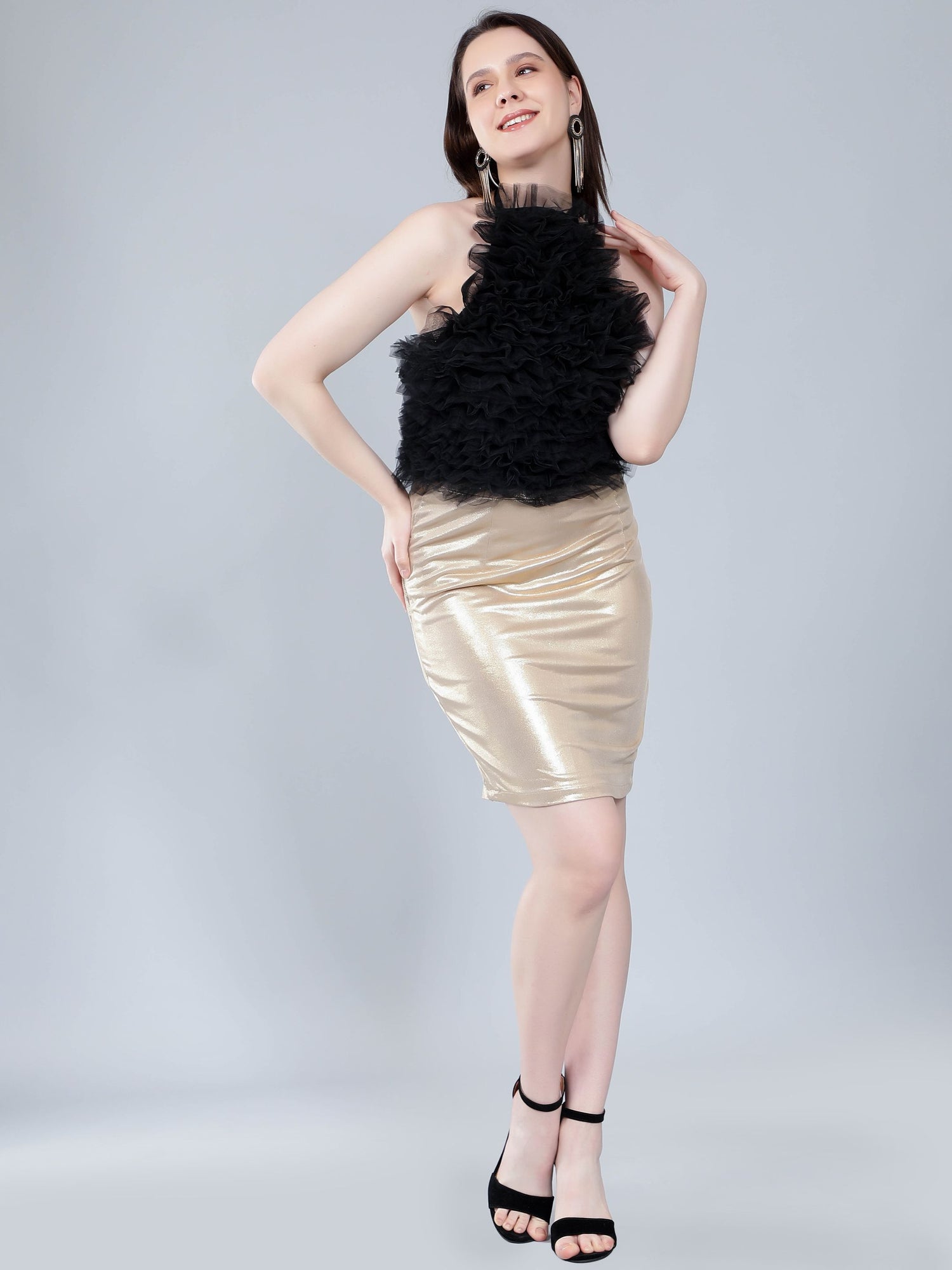 Ruffle Tulle Halter top