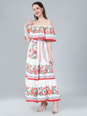 Floral Print Off-Shoulder Maxi Dress